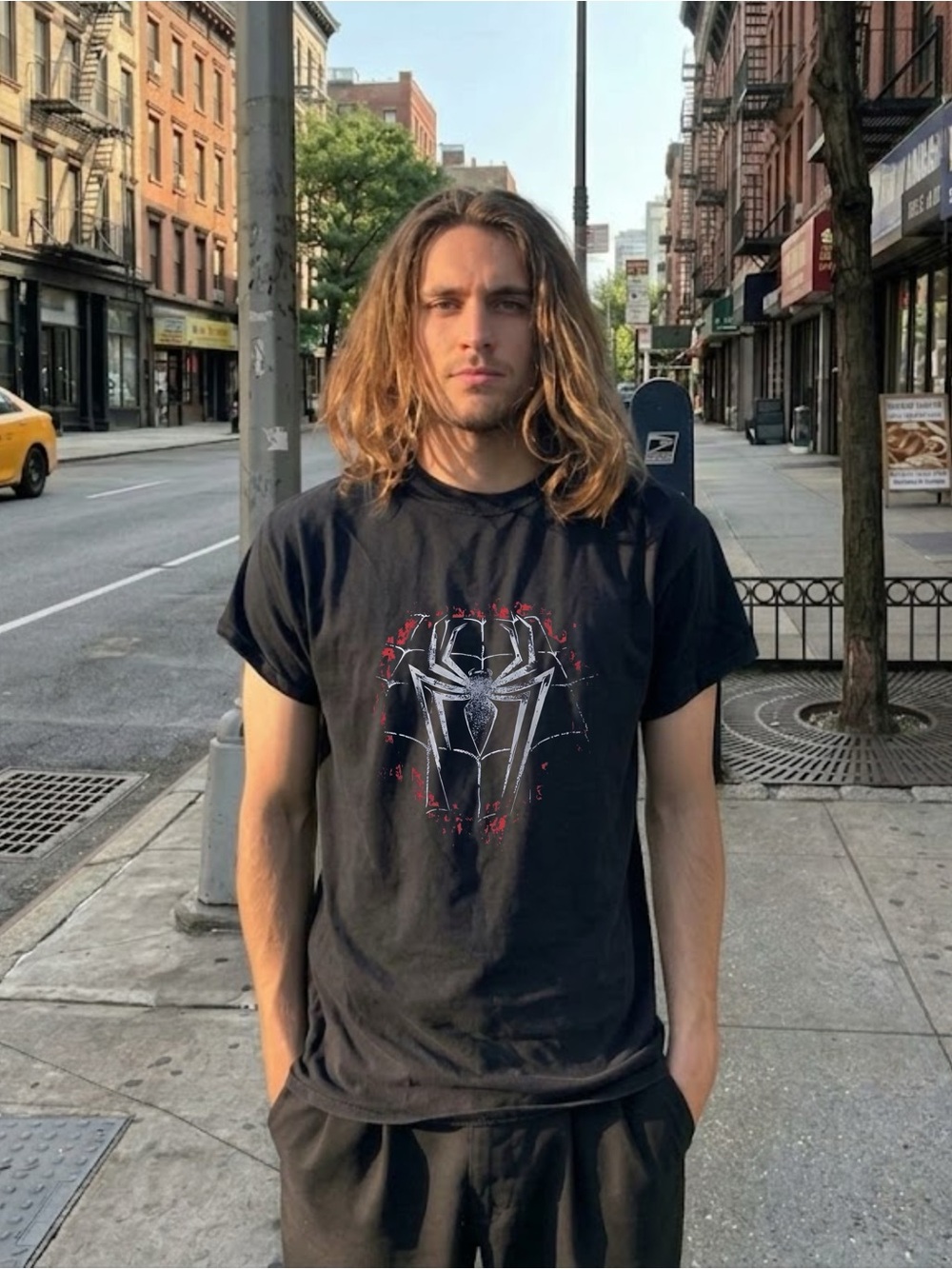 Gildan Black Short-Sleeve Tee with Spider Emblem